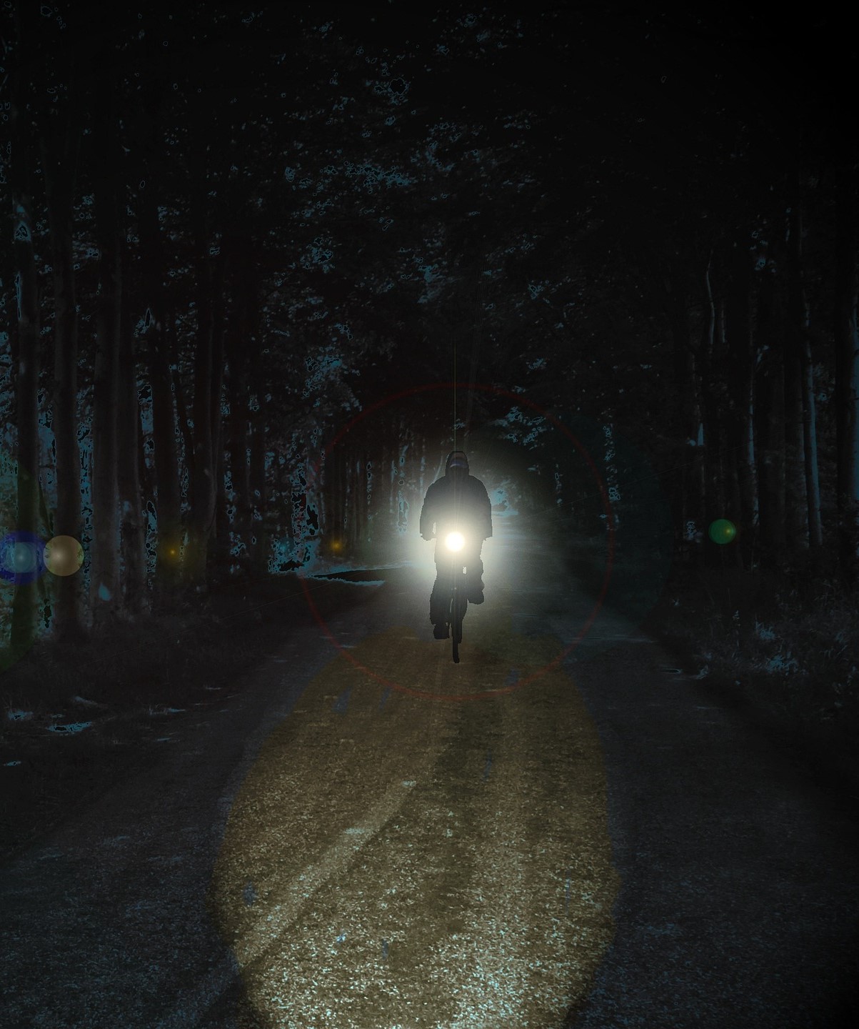 Déplacement cycliste de nuit sans visibilité