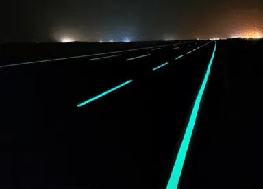 Night road luminescent paint