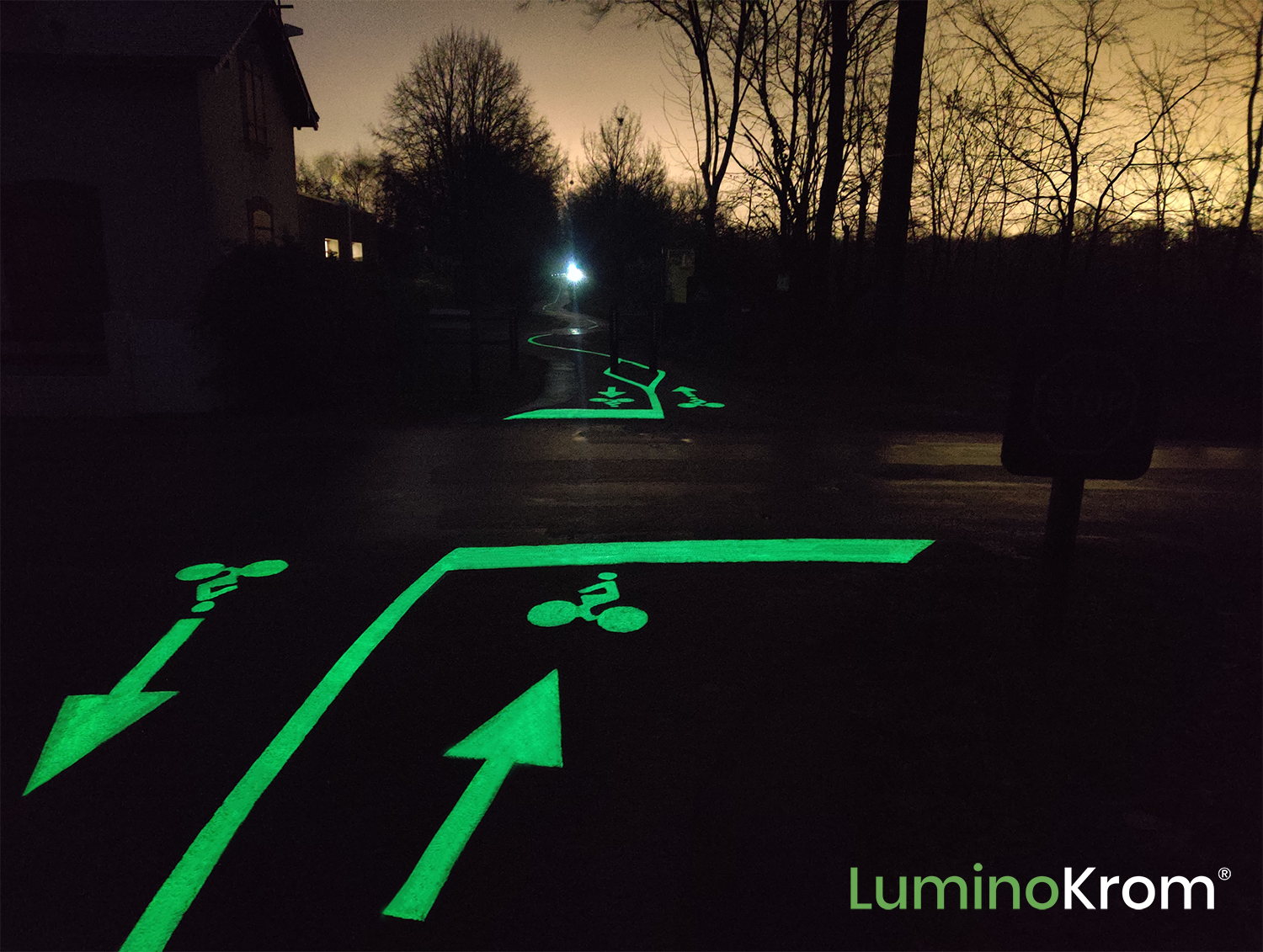 Le marquage photoluminescent LuminoKrom sur les pistes cyclables