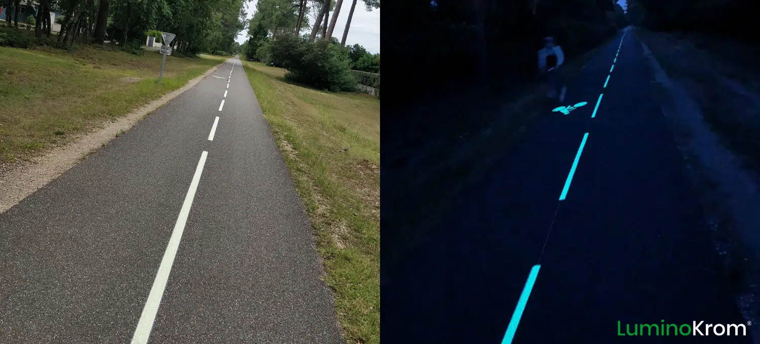 Piste cyclable d'Arès de jour et de nuit